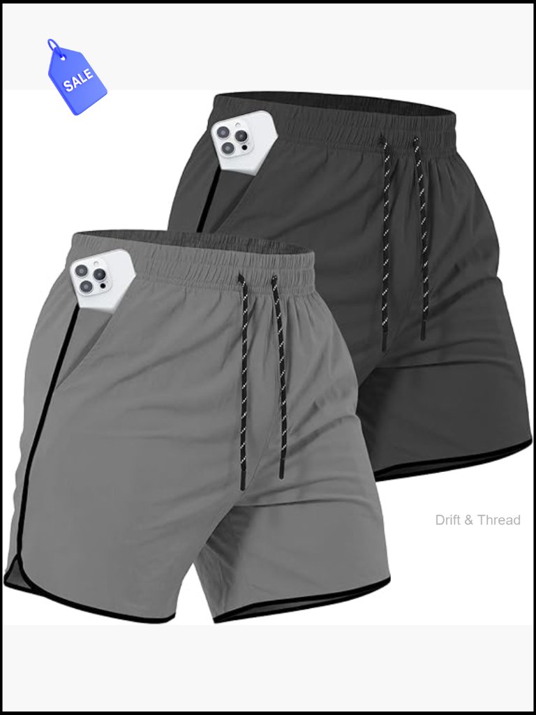 Men's 5" Athletic Shorts Quick Dry With Pockets 2 Pack